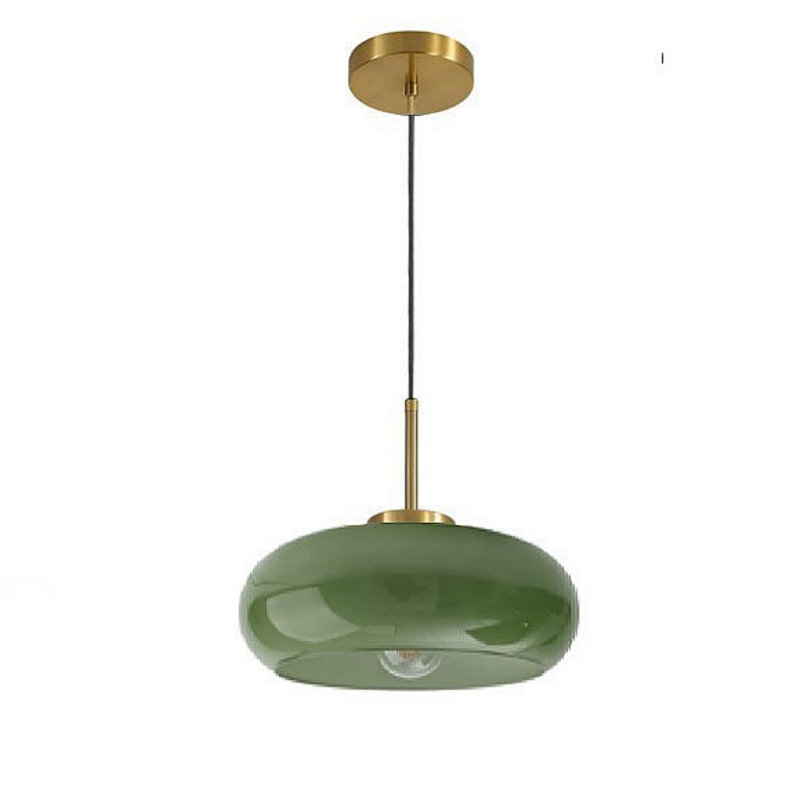 Luminaire suspendu vintage en verre vert, Vert