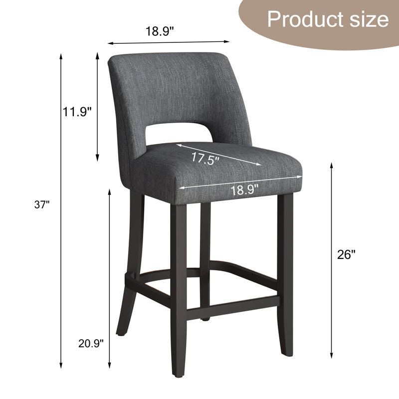 Tabouret de bar Bisto, Gris foncé