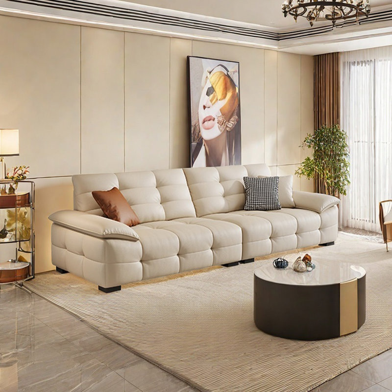 Simple modern Lawrence sofa, 34.64" H x 86.61" W x 40.15" D