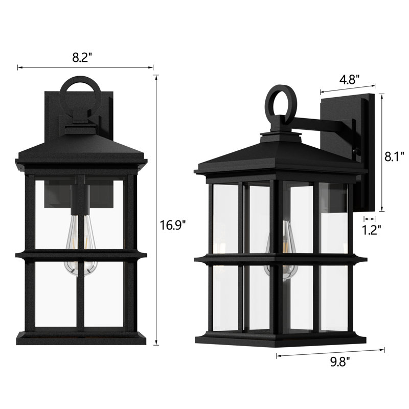 Applique murale d'extérieur 17 po, lumière de porche imperméable avec verre transparent, lumières extérieures modernes pour porche, garage, entrée