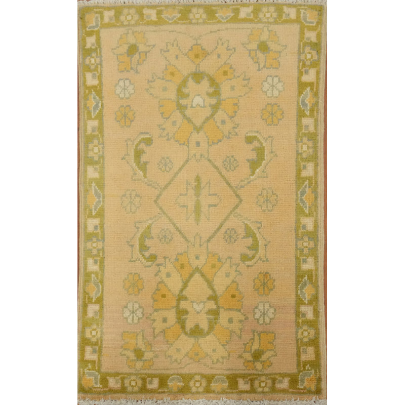 Tapis turc Oushak pêche douce et vert 2x3