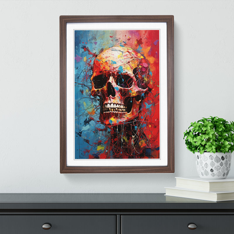 Skeleton - Single Picture Frame Print on Wood, 64cm H x 46cm W, Walnut Framed