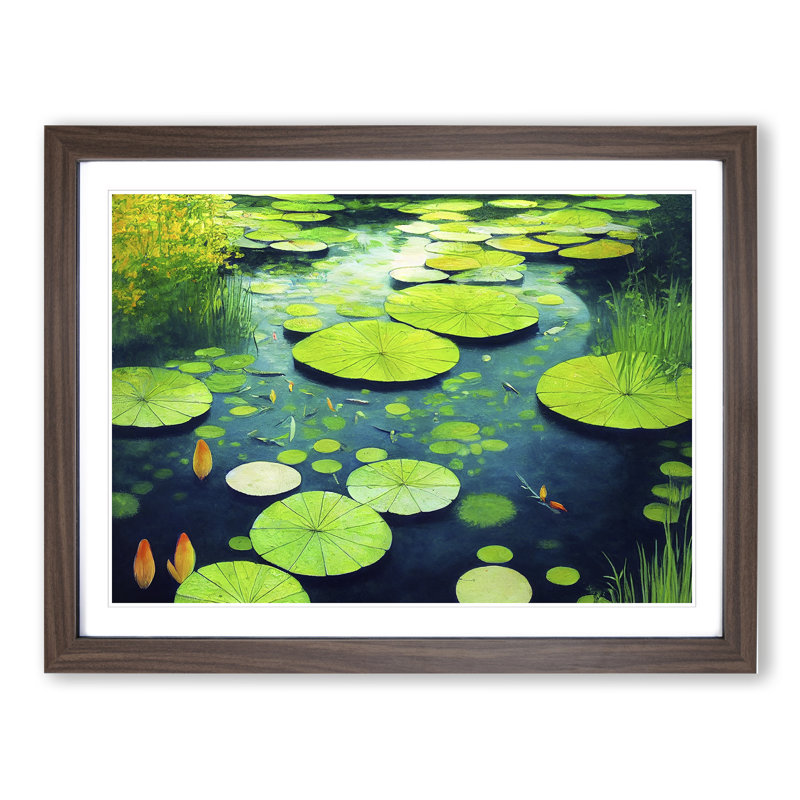 Impactful Pond - Single Picture Frame Print, 46cm H x 64cm W x 2cm D, Walnut