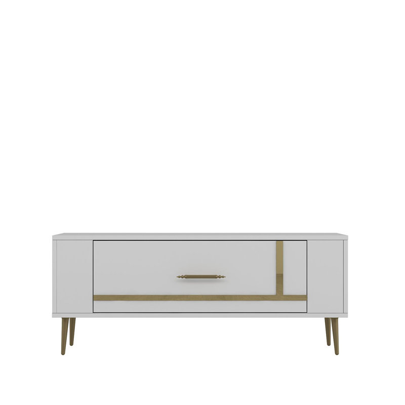 Olivia Unfinished TV Stand, 120cm, White/Gold
