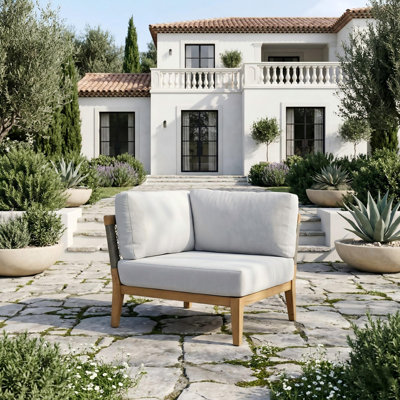 Paolina Outdoor Corner Sofa Teak Rope weaving Cushion: Olifen