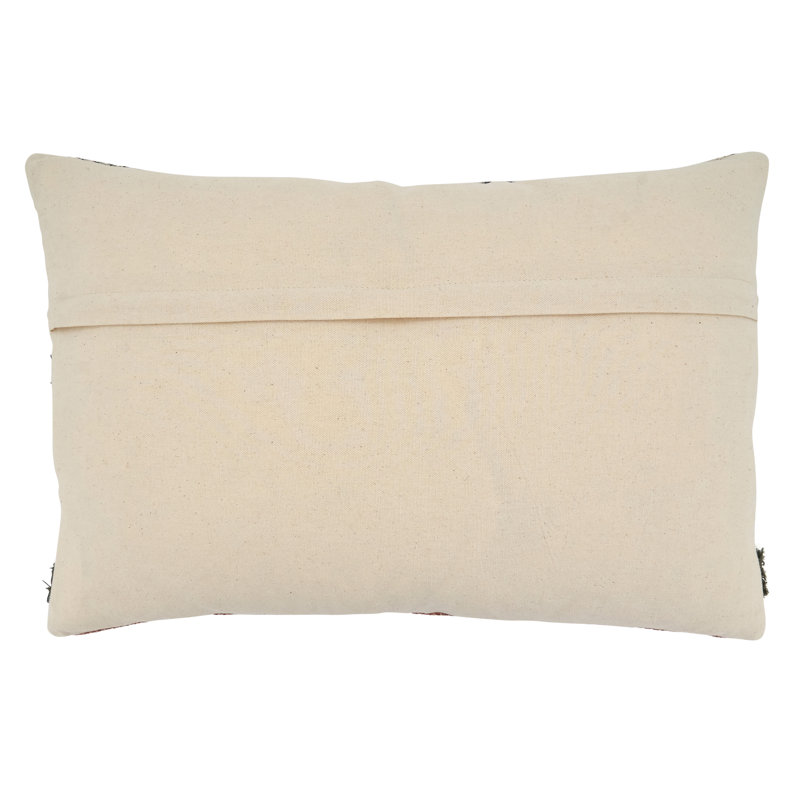 Chevron Block Cotton Lumbar Pillow with Tufted Details