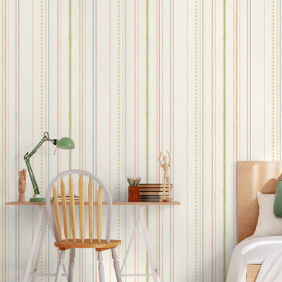 Hoopla Walls Stripey Ginger Mix 10m Wallpaper