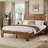 Farmhouse Bed Frame Queen Size，Wooden Platform Bed Frame with Headboard ,No Box Spring Needed,Easy Assembly-122101446-74090148