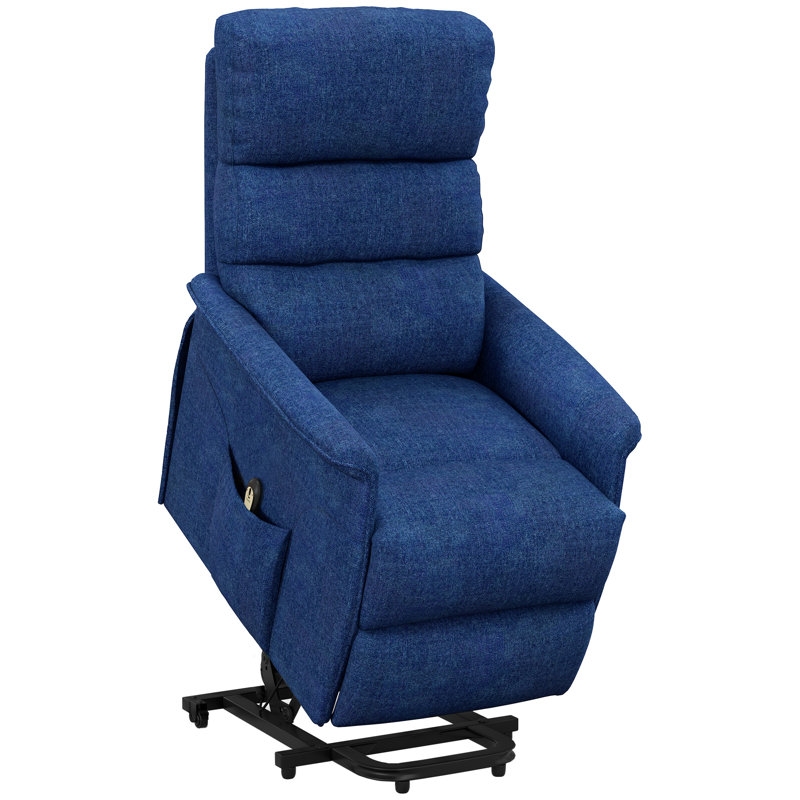 Forester Upholstered Lift Assist Power Recliner, Blue Polyester