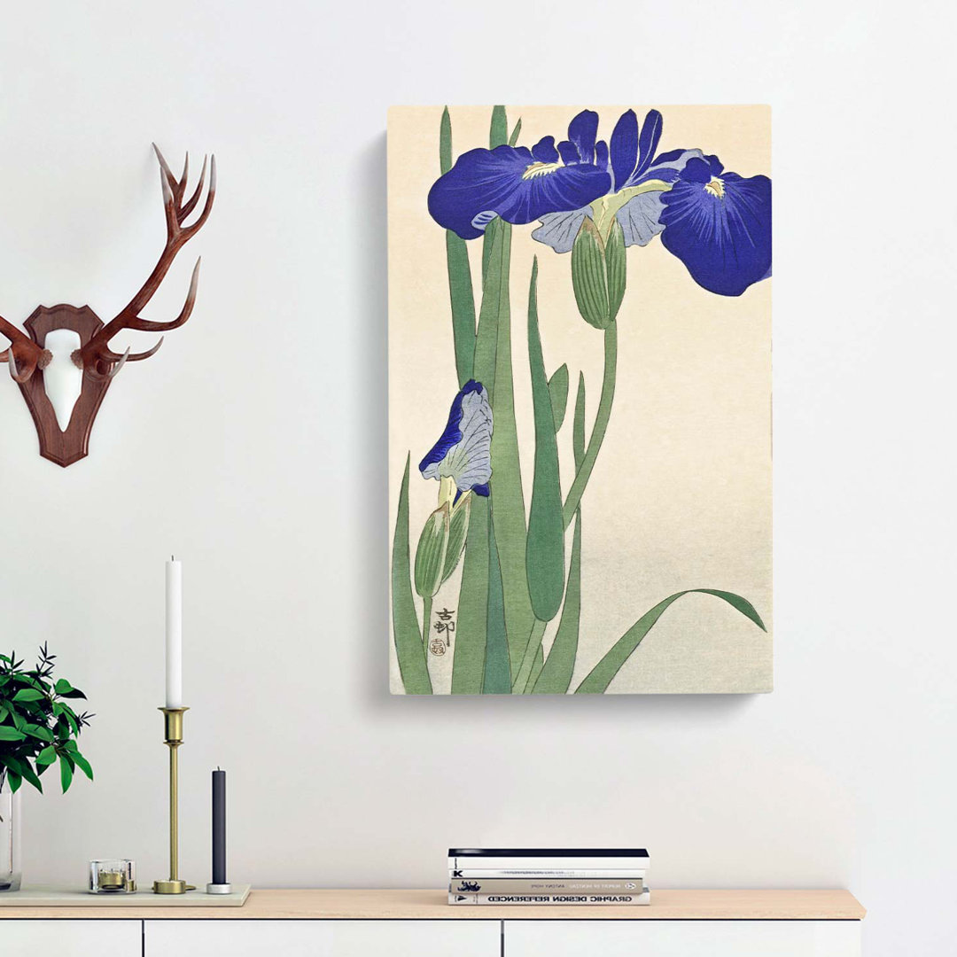 Blue Irises by Ohara Koson - Wrapped Canvas
