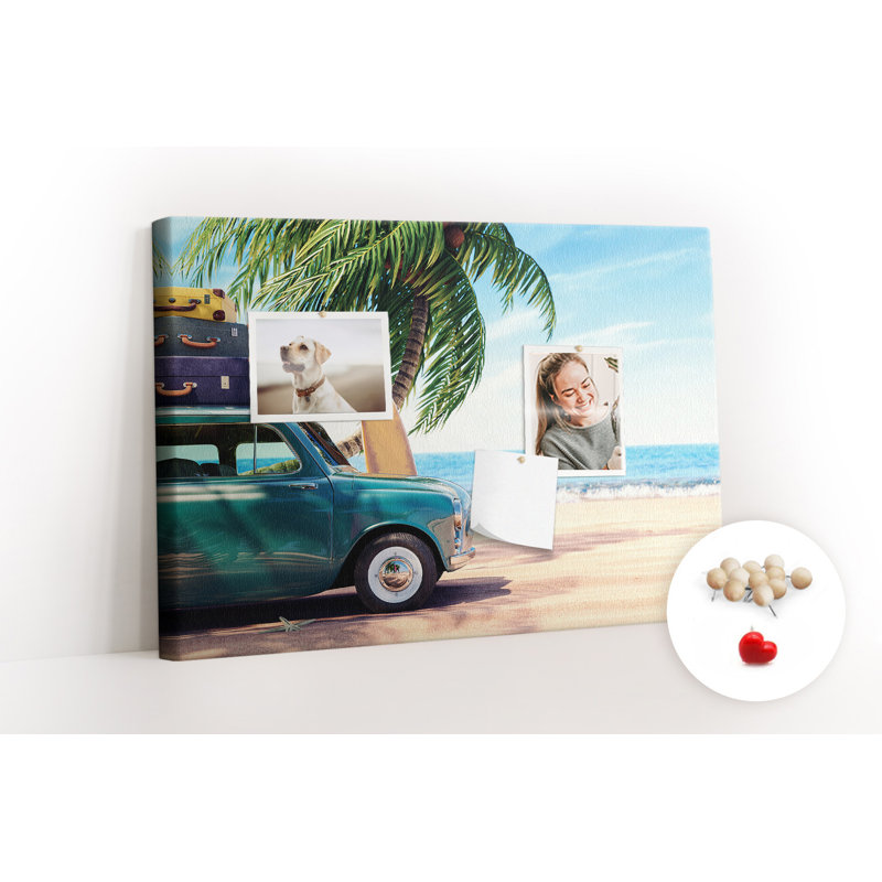 Wall Mounted cork board with print wall art notice boards home office bulletin board ideas Holiday beach