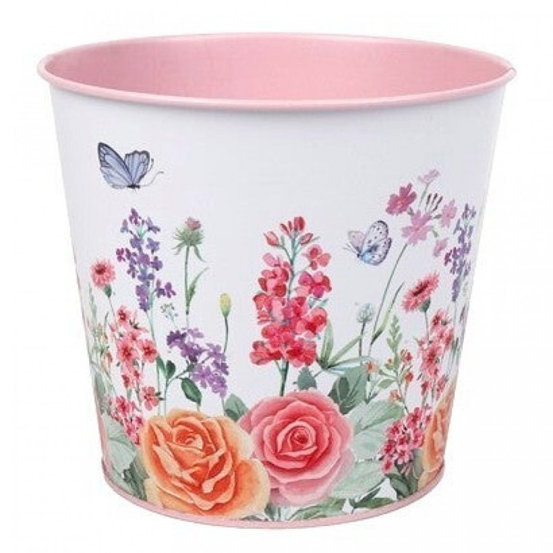 Floral Fiesta Printed Metal Planter