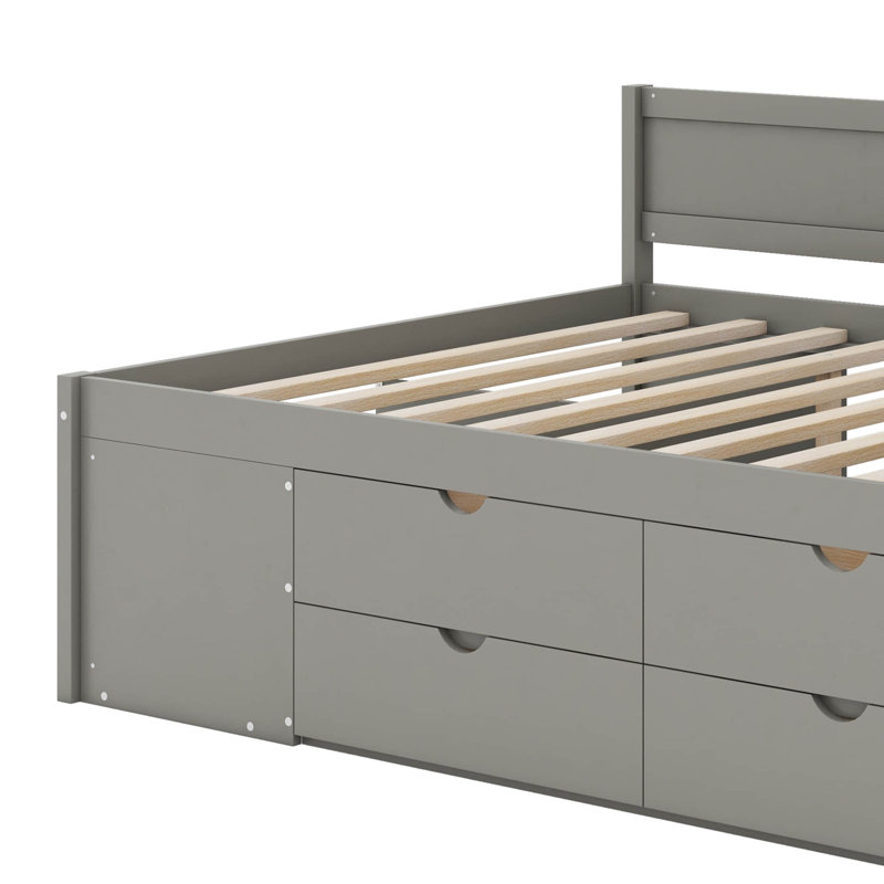 Lit de jour double avec tiroirs et tablettes, Gris, Double