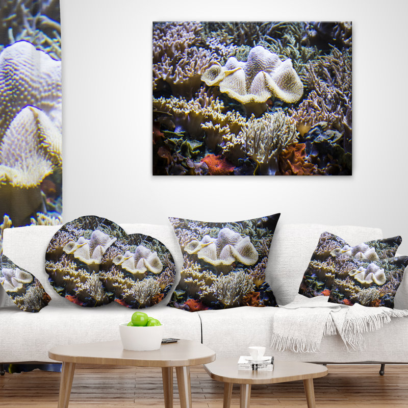 Schafer - Magnifique fond marin avec coussin de poisson, 16 po x 1 po, Coussin décoratif