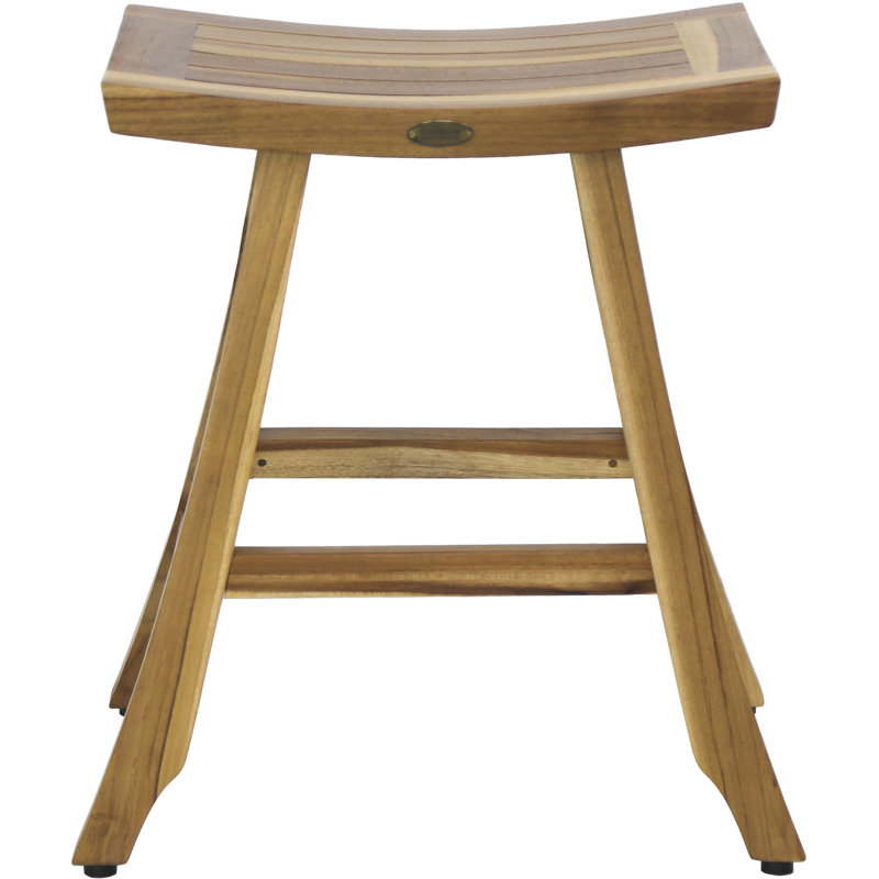 Banc de douche en teck de 20 po de largeur, H 24 po x l 20 po x P 15 po, Naturel foncé