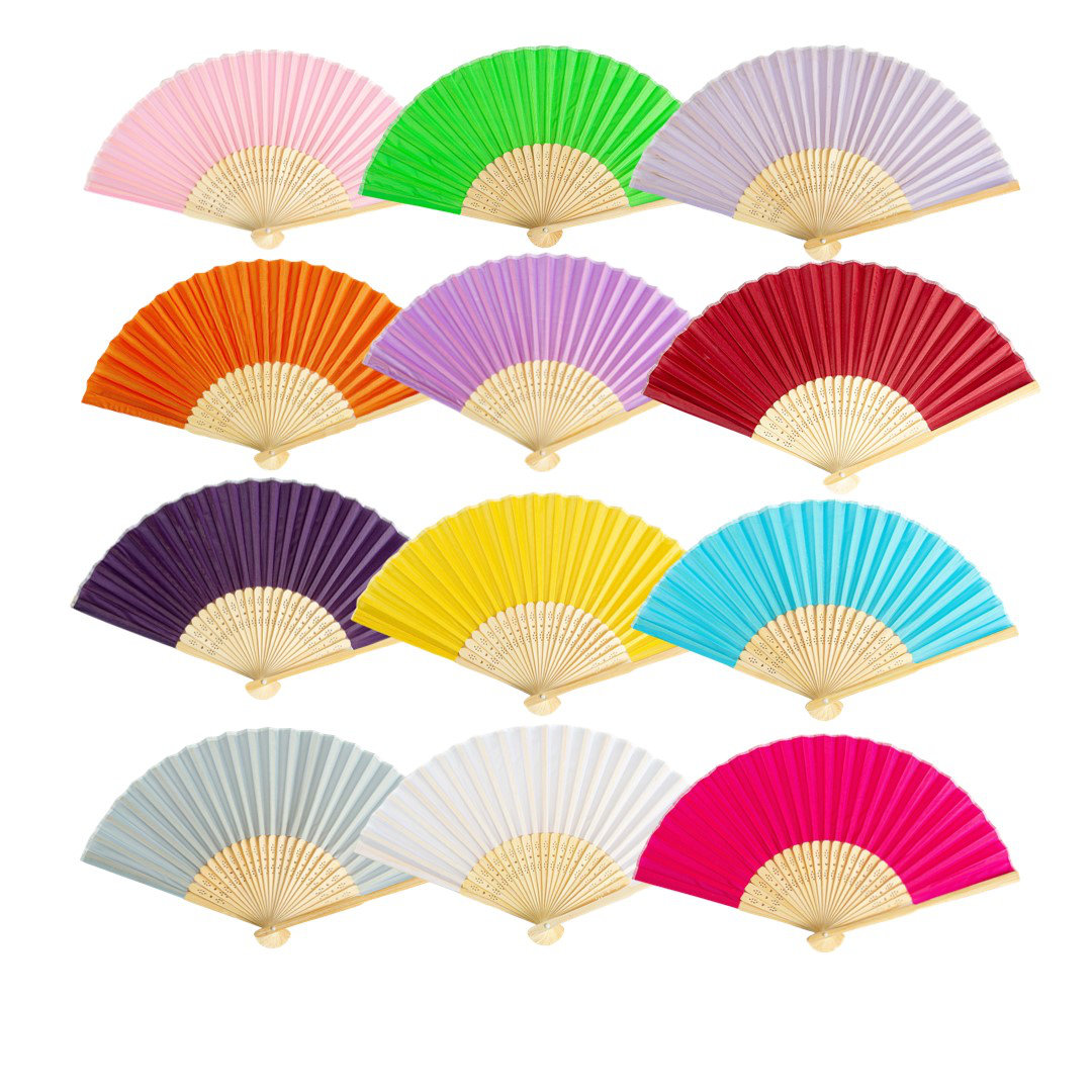 Thy Collectibles Pack of 12 Handheld Paper and Bamboo Folding Fans for Wedding Party, Church, Festivals, Home and DIY Decoration (12 Fans in Assorted Colors) Thy Colle