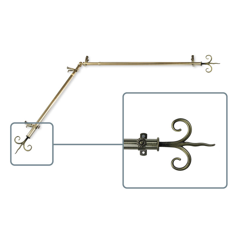 Tringle à rideaux simple Branum, Laiton antique, 48 po à 84 po