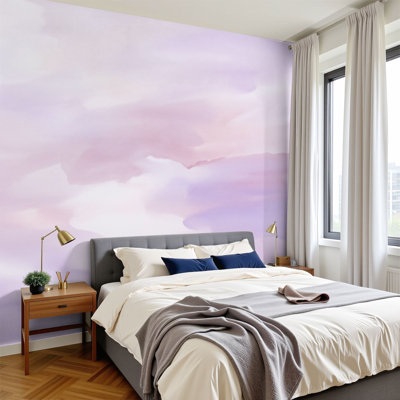 Modern Peel and Stick Wallpaper Abstract Pastel Pink Lavender Textured Brushstroke Soft Blended Wall Murals 100"H x 144"W Removable PVC Wall Paper Self-Adhesive Wall Decor for Bedroom Living Room Home Office
