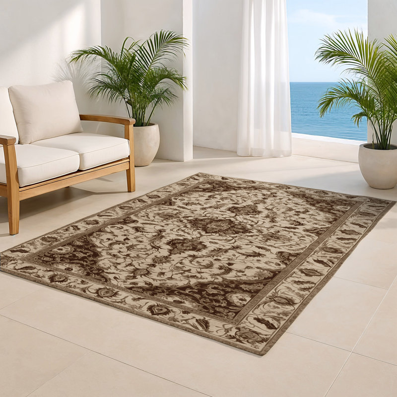 Tapis d'intérieur et d'extérieur brun français, Rectangle 4pi x 6 pi