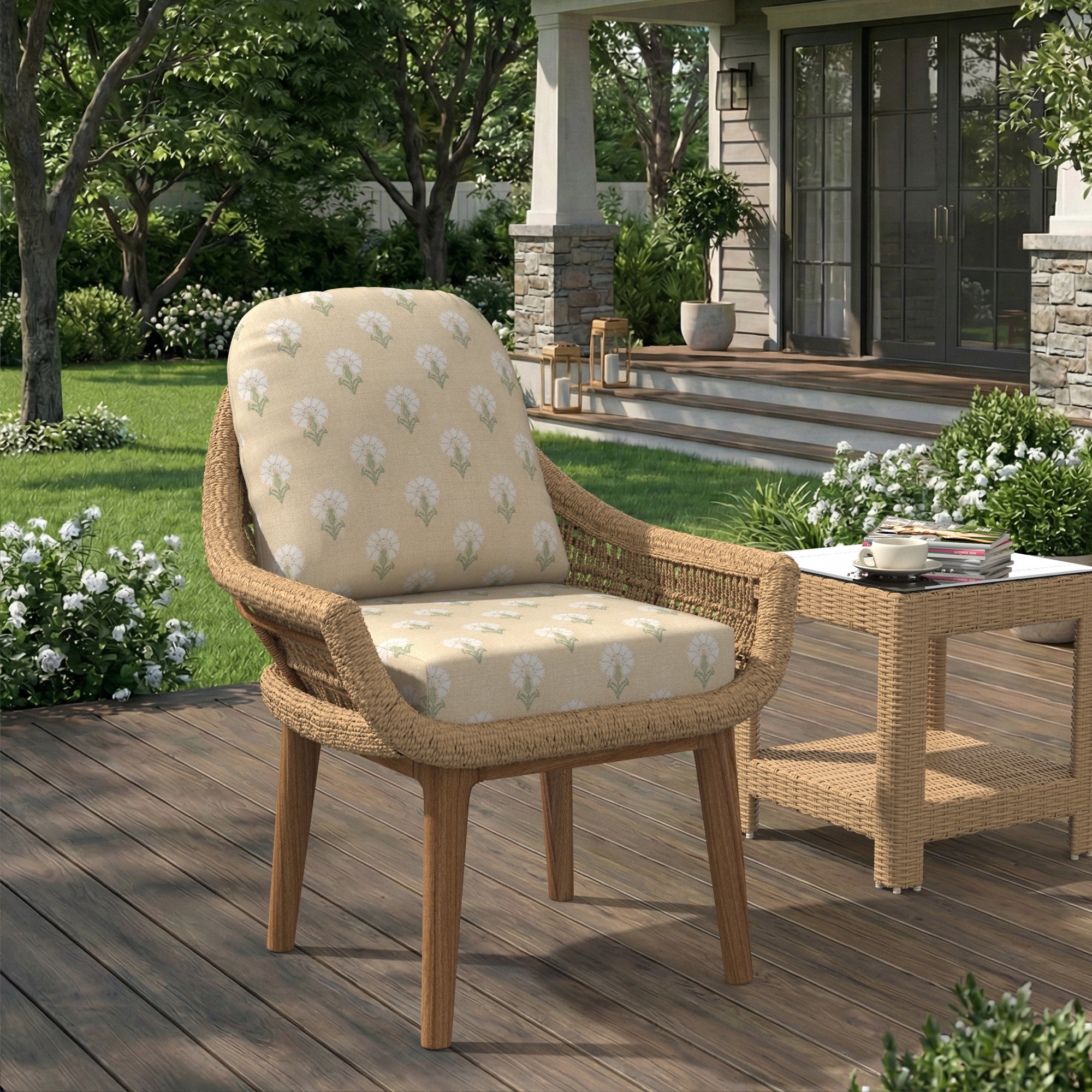 Amala Outdoor Sunbrella® Seat/Back Cushion, Sunbrella Mira Sunshine