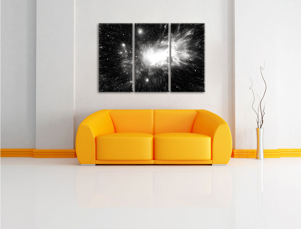 3-tlg. Leinwandbild-Set „Ferne Galaxie im Sternenstaub“, Kunstdruck