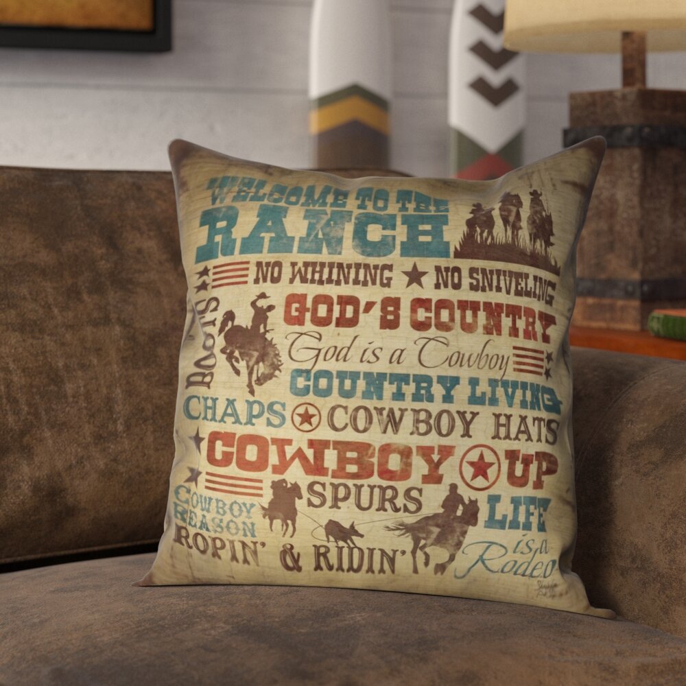 Vaquero Spurs Western Leather Accent Pillow