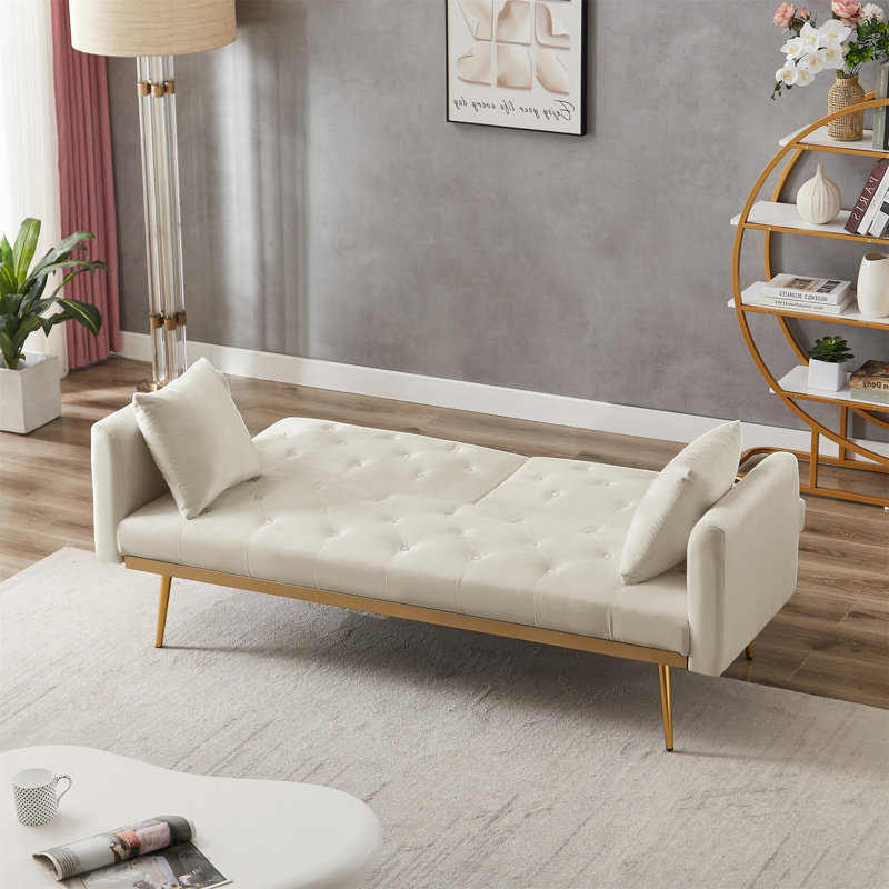 Canapé-lit 68 po Starlyn, Velours beige