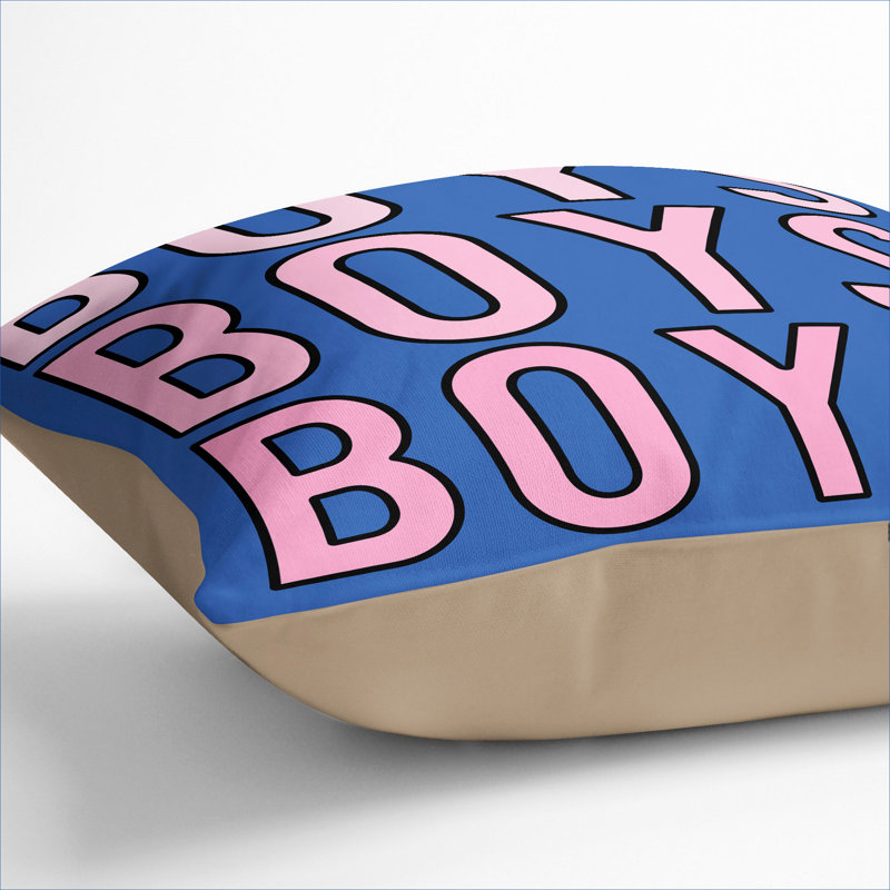 Boys Boys Boys Square Throw Cushion, Stone, 55cm H x 55cm W x 20cm D