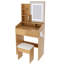 Table de coiffeuse avec miroir éclairé à DEL, prise de courant et porte-séchoir à cheveux - Tabouret confortable avec tablette ouverte pour bureau de chambre compacte à 3 niveaux d'éclairage à DEL réglable, douille, chambre à coucher idéale, 2