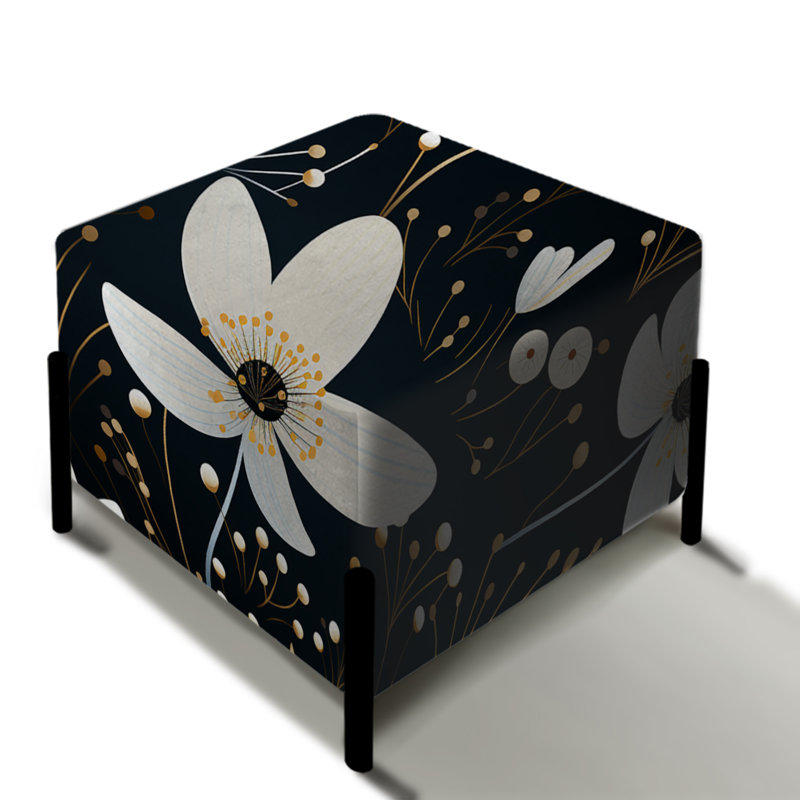 Mystic White and Black Splendor Gardens - Repose-pieds carré floral