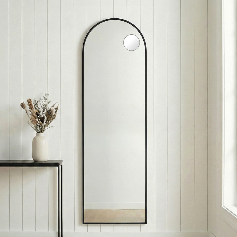 Steel Cylinder Mirror, 150 cm H x 40 cm W, Black