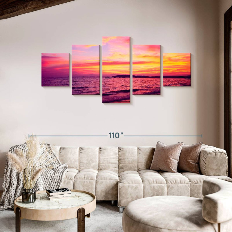 Coucher de soleil thaïlandais tropical Avonni, H 42 po x l 92 po