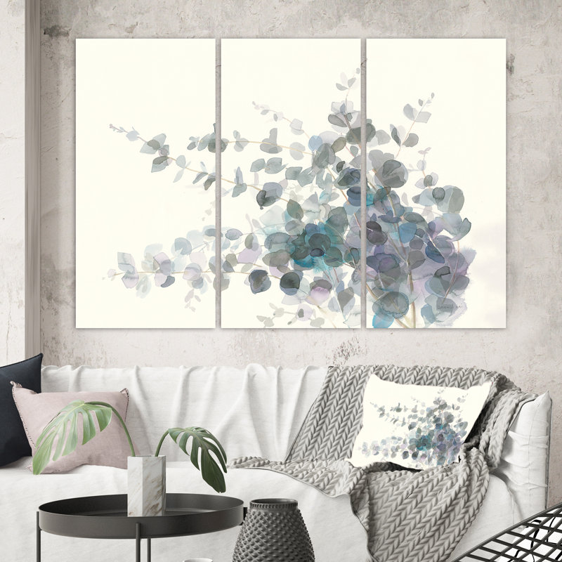 « gray aquarelle fleur ii », reproduction d’image multi-pièces sur toile, H 32 po x l 48 po x P 1 po