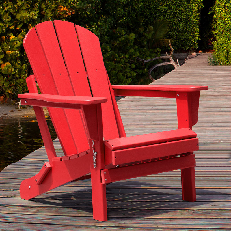 Chaise Adirondack pliante en plastique Bryes, Rouge