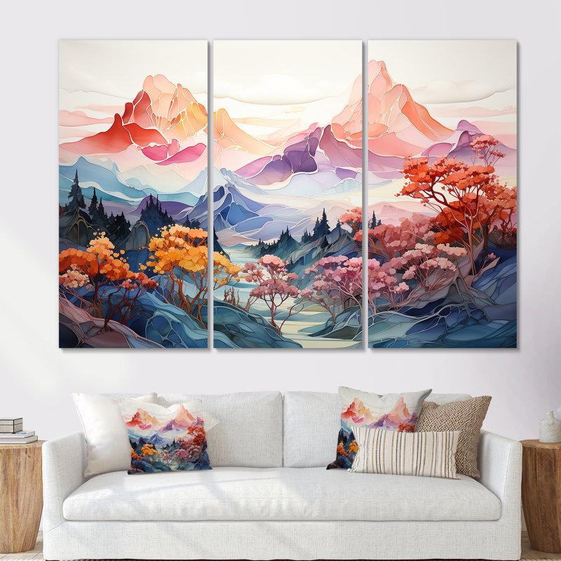 Ensemble de décorations majestueuses montagnes majestueuses, Toile tendue, H 28 po x l 36 po x P 1 po