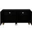 Buffet moderne cannelé moderne - noir avec 4 portes et tablettes de rangement réglables, buffet à 4 portes pour la maison-706069542