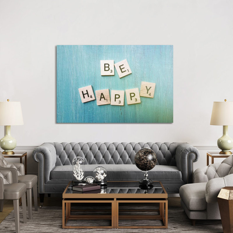 Be Happy by Olivia Joy StClaire - Gallery-Wrapped Canvas Giclée on Canvas, Wrapped Canvas, 30.48 cm H x 45.72 cm W