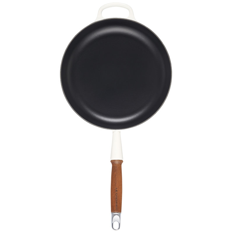 Le Creuset Enameled Cast Iron Alpine Wood Handle Fry Pan, 2.25Qt. - Flame, White