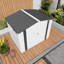 Remise de jardin en métal 8 x 6 pi, toit incliné, imperméable, une fenêtre, deux portes verrouillables, blanc et gris, convient au balcon et à la cour à l'extérieur, facile à assembler
