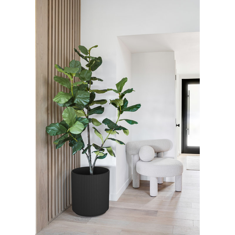 Demi Series Round Planter, 19.75" H x 18.5" W x 18.5" D, 2, Black