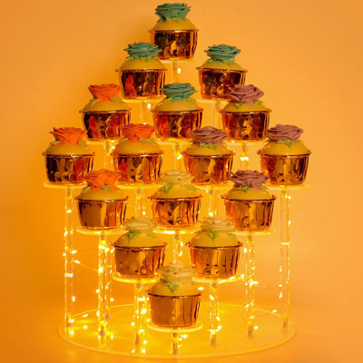 Cupcake Stand For 16 Cupcakes With Led Lights, (Yellow)