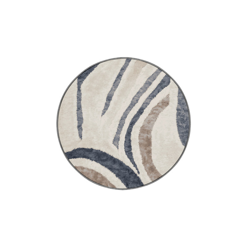 Machine Washable Gray Area Rug, Round 3'