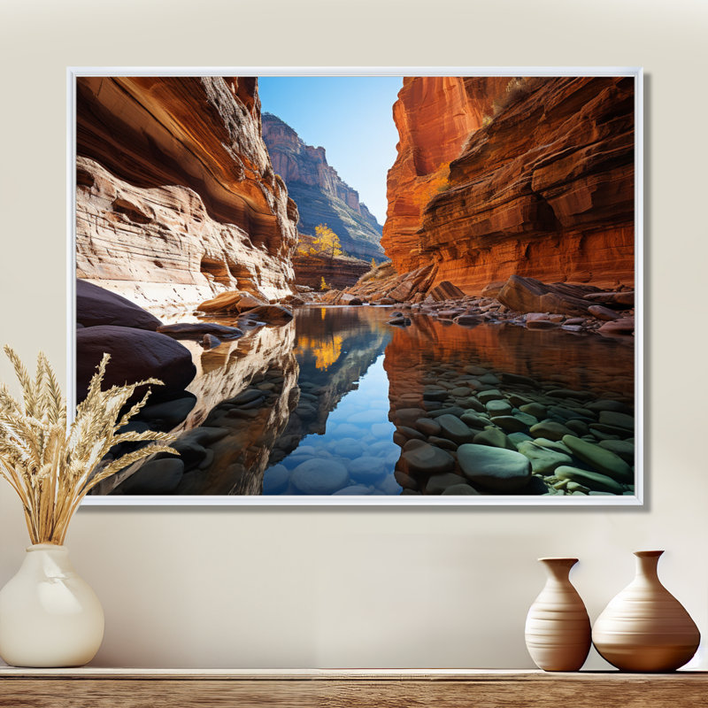 «Canyon Enchantment River», art sur toile Canyon, H 12 po x l 20 po x P 1 po, Cadre flottant blanc