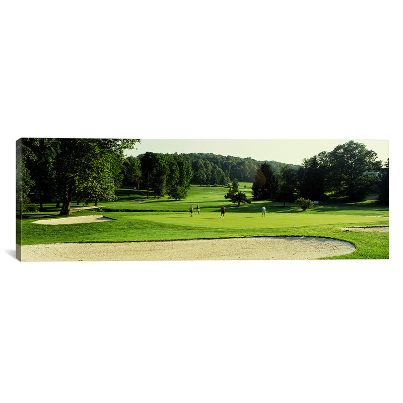« quatre personnes jouant sur un parcours de golf, maryland », reproduction de photo sur toile, H 12 po x l 36 po x P 1,5 po