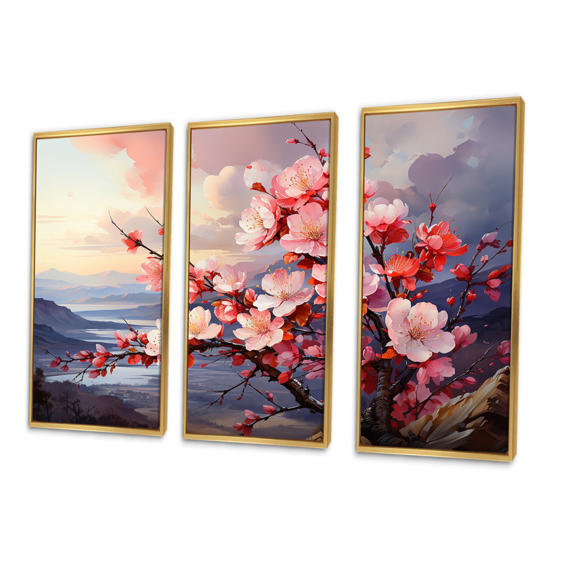 Ensemble d'art sur toile Norcross, Cadre flottant doré, H 32 po x l 48 po x P 1 po