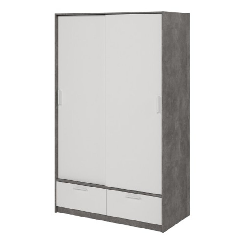 Lashuna 2 Door Manufactured Wood Wardrobe, White/Gray