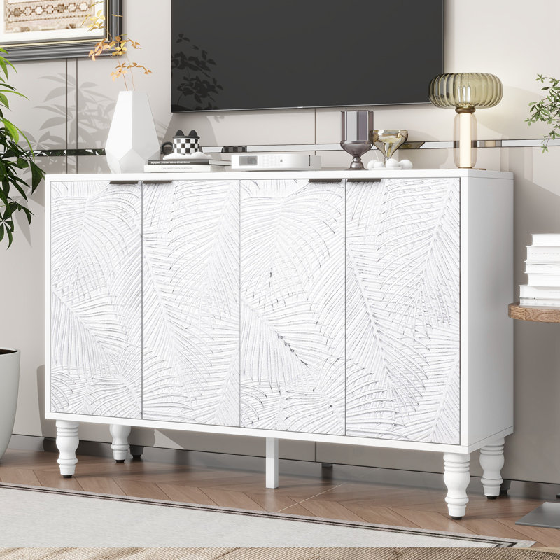 Meuble télé avec 2 espaces de rangement spacieux et pieds robustes