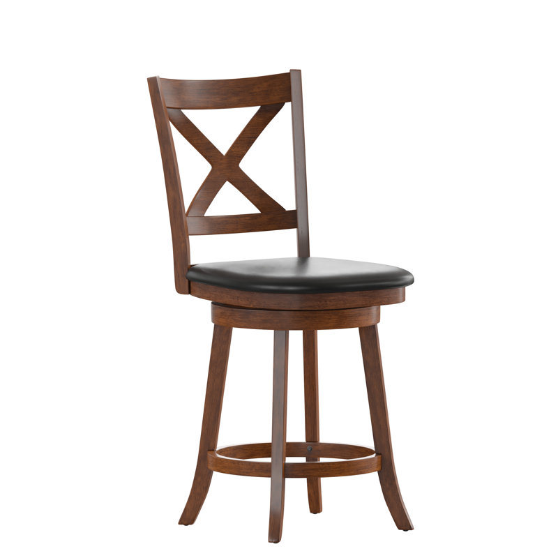 Francis Classic Crossback Wooden Swivel Dining Stool, Antique Oak, Counter Stool (25” Seat Height)