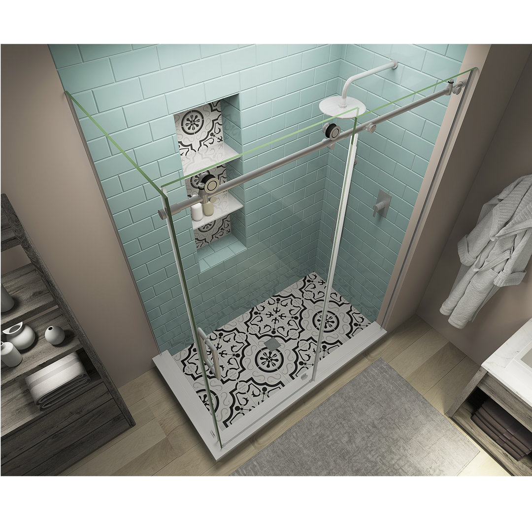 Coraline XL 44" - 48" W x 30" D x 80" H Frameless Rectangle Sliding Shower Enclosure Aston Door 