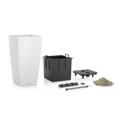Cubico Color 30 self-watering square plastic planter with water level indicator for indoor and outdoor use, Slate